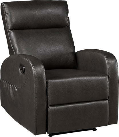 Lexicon Manual Recliner Chair, Faux Leather Reclining Chair, Wall Hugger, Track Arms, Magazine Pockets, Manual Recliner for Living Room/Office/Apartment, Easy Assembly, Espresso