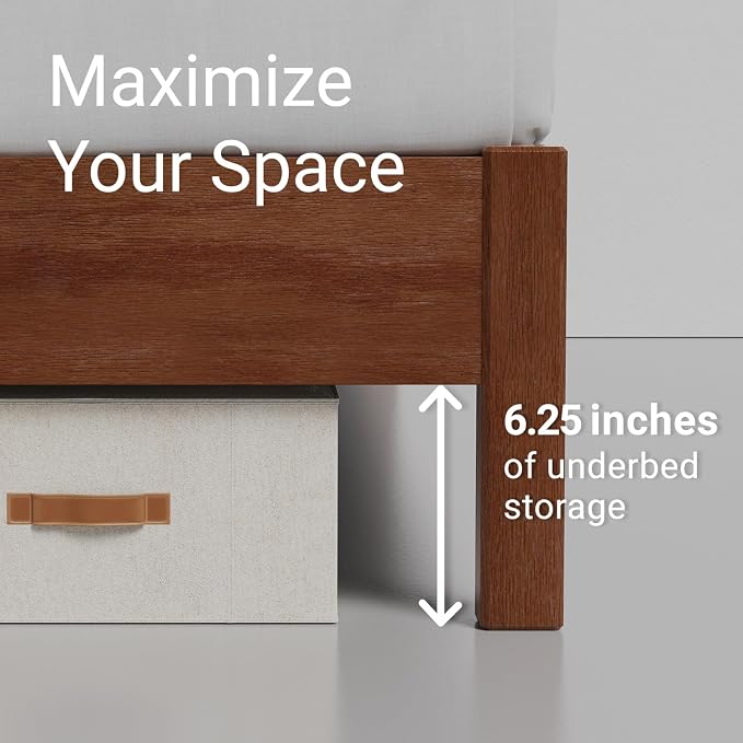 LIFEMENT King Bed Frame Signature Wood Platform, Noise Free, Under Bed Storage, No Box Spring Needed, Easy Assembly, Cherry