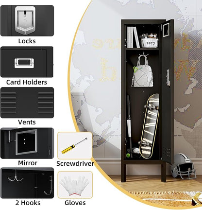 BUTISOW Metal Cabinet Home Office Storage, Lockable Steel Locker with Door, 54" Height, Multi-Purpose for Home, Office, Gym, School, Garage