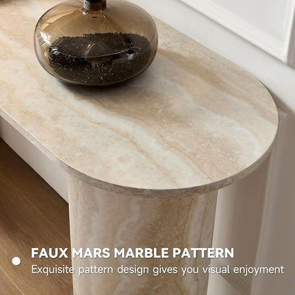 LKTART 55" MDF Console Table for Entryway, Narrow Entryway Table with Faux Mars Marble Pattern, Couch Table Behind Sofa with Curved Legs for Living Room Hallway Foyer