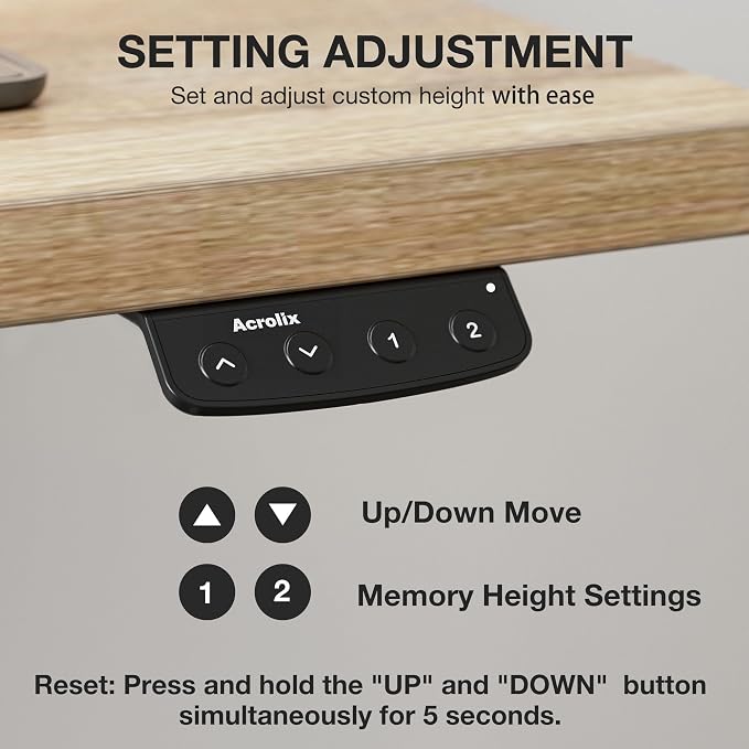 Acrolix Electric Standing Desk, Height Adjustable Home Office Desk with Memory Presets & Cable Management,Oak Sit Stand Desk for Work from Home, Ergonomic Computer Desk (63" x 24")
