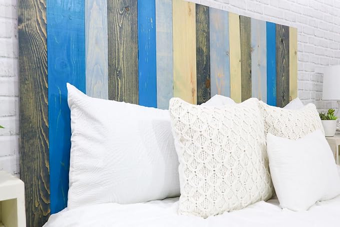 Barn Walls Winter Mix Signature Design, Multicolored Solid Wood Headboard, Floating Panels, Wall Mount, Adjustable Height, Easy Assembly Twin Size