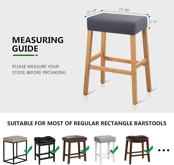 YISUN Stool Covers Rectangle - 4 Pack Stretch Waterproof Saddle Seat Cover Counter Bar Stools Bar Chairs Covers Kitchen Island Chairs Cushion Protector