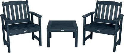 Highwood AD-KITCHGL2-FBE 2 Lehigh Garden Chairs with 1 Square Side Table 3-Piece Set, Federal Blue