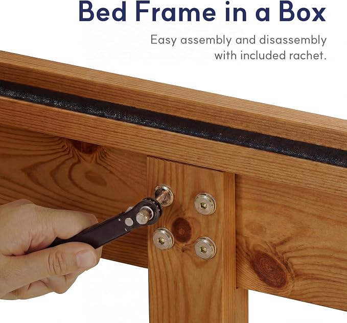 LIFEMENT Twin Bed Frame Signature Wood Platform, Noise Free, Under Bed Storage, No Box Spring Needed, Easy Assembly, Natural Walnut