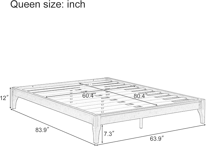 Merax King Size Bamboo Platform Bed, Mid-Century Modern Bed Frame with Wood Slat Support, No Box Spring Needed, Easy Tool-Free Assembly, Natural