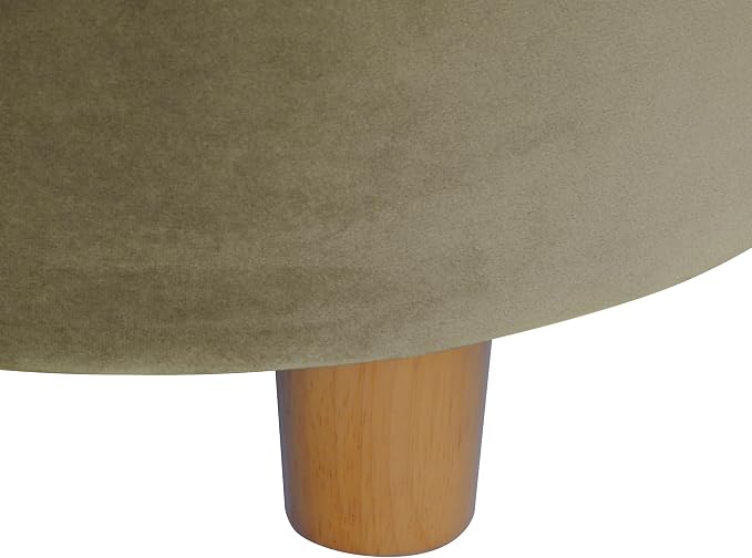 HomePop Home Decor | Upholstered Round Storage Ottoman | Ottoman with Storage for Living Room & Bedroom, Light Sage Green Velvet Large