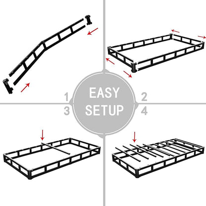 ALDRICH Low Profile Box Spring Twin Size,3 Inch Heavy Duty Metal Box Spring for Twin Bed,Mattress Foundation Non-Slip/No Noise/Easy Assembly (Twin)