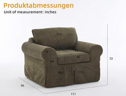 Mistpeople Modern Loveseat Sofa Couch, Upholstered Comfy Sofa with Pillows & Armrests, Deep Seating Couch with Removable Cover for Living Room Bedroom Apartment Office Small Spaces,Green