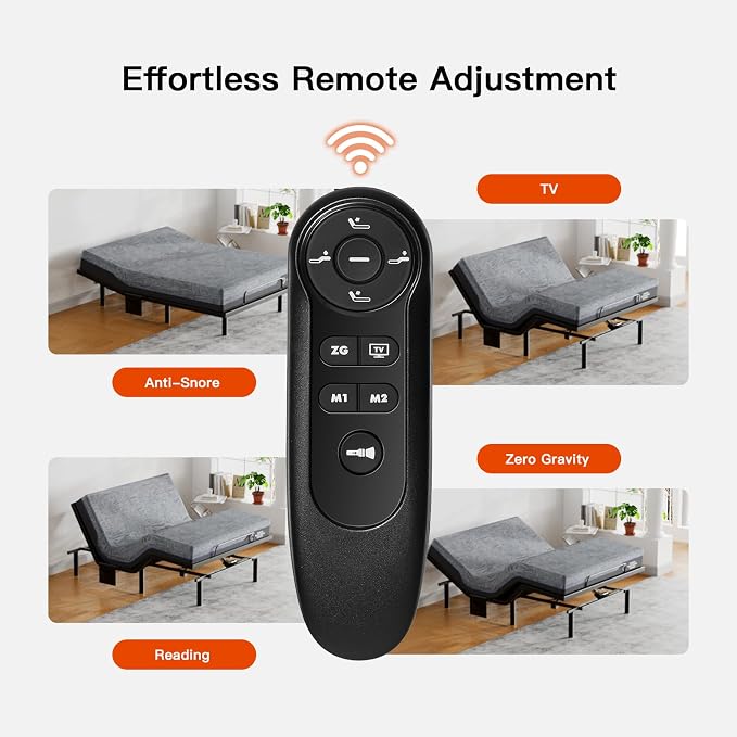 Amada Full Adjustable Bed Frame and 10 Inch Cooling Gel Memory Foam Mattress Set, Head & Foot Incline, Wireless Remote, USB Ports, LED Night Light, Medium Firm Support