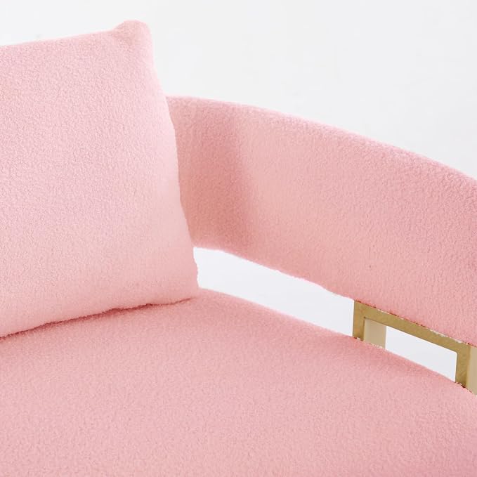 YISHENG Loveseat Sofa and 2 Accent Chairs Comfy Sofa Modern Accent Chairs for Living Room with Golden Legs Teddy Upholstered Reading Armchairs no Wheels for Reception Room//Bedroom/Lounge/Office,Pink