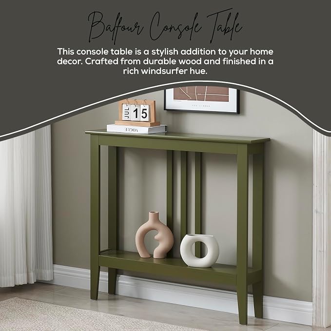 Kings Brand Narrow Console Table w/Storage Shelf, Sofa Entryway, Avocado | Narrow Console Table with Storage Shelf – Slim Design Fits Entryways, Hallways, Behind Sofas, Shelf Décor, Books, Essentials
