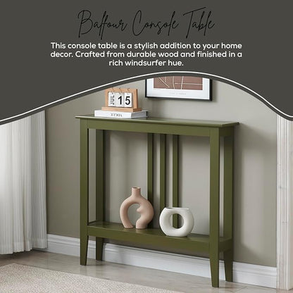 Kings Brand Narrow Console Table w/Storage Shelf, Sofa Entryway, Avocado | Narrow Console Table with Storage Shelf – Slim Design Fits Entryways, Hallways, Behind Sofas, Shelf Décor, Books, Essentials