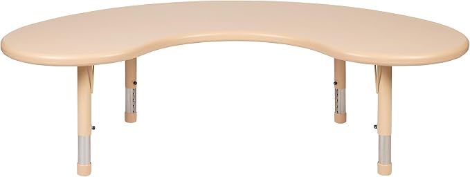 Flash Furniture Wren 35"W x 65"L Half-Moon Natural Plastic Height Adjustable Activity Table