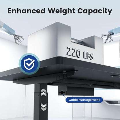 FEZIBO 83 x 37 Inch Electric Standing Desk with Integrated Dual-Beam & Cable Management, Memory Height Adjustable Computer Desk for Home Office Workstation, 1" Thick Large 3-Piece Tabletop Black