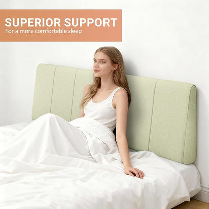 Queen Size Headboard Only-No Assembly Required, Light Warm Green | Easy to use no assembly required, Linen fabric and extra-thick foam for added comfort, Modern style headboard queen size