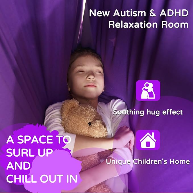 Sensory Swing for Kids Indoor & Outdoor Double Layer Therapy Cuddle Hammock Chair with 360 Swivel Hanger Kit Adjustable Swing for Child and Adult with Aspergers Autism ADHD (Galaxy Purple)