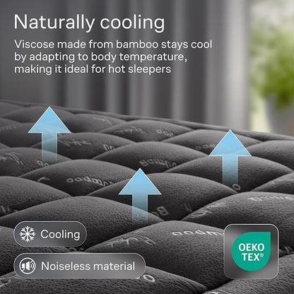 Niagara Sleep Solution Ultra Soft California King Size Mattress Topper - Rayon Derived from Bamboo Pillow Top Mattress Pad for Back Pain Relief - Naturally Cooling for Hot Sleepers, Dark Gray