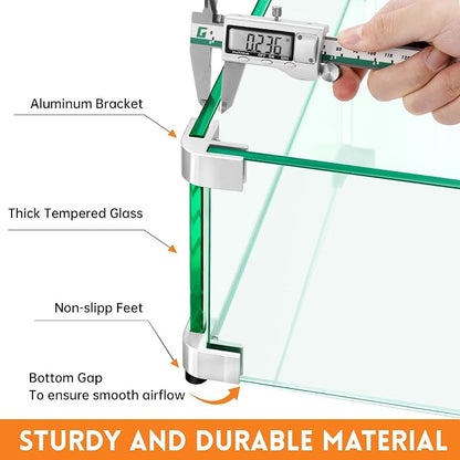 Fire Pit Wind Guard, 19.5" x 19.5" Square Tempered Glass Wind Shield for Firepit & Fire Table, Thick Glass and Easy Installation with Included Tools, Airflow Management for Stable Flame