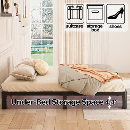 Bilily 6 Inch Low Bed Frame King with Round Corner Legs,3500 LBS Heavy Duty Low Profile King Size Bed Frame Metal Platform, No Box Spring Needed, Easy Assembly, Noise-Free, Headboard Compatible,Black