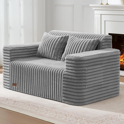 ZurNesfure Sofa Couch Cloud Loveseat, Memory Foam Couch with Pillow No Assembly Need, Modern Couch with deep seat and Washable Cover Boneless Sofas for Living Room Bedroom Apartment (Grey,Loveseat)