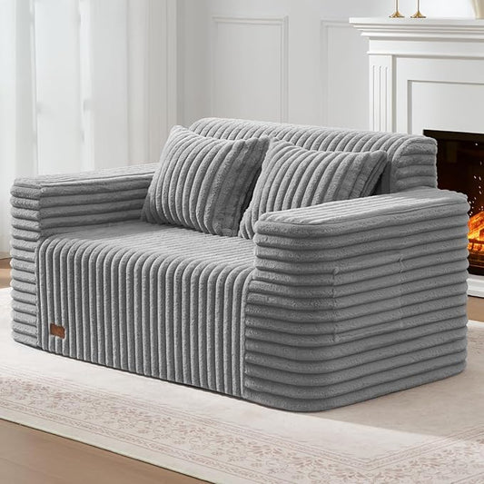 ZurNesfure Sofa Couch Cloud Loveseat, Memory Foam Couch with Pillow No Assembly Need, Modern Couch with deep seat and Washable Cover Boneless Sofas for Living Room Bedroom Apartment (Grey,Loveseat)