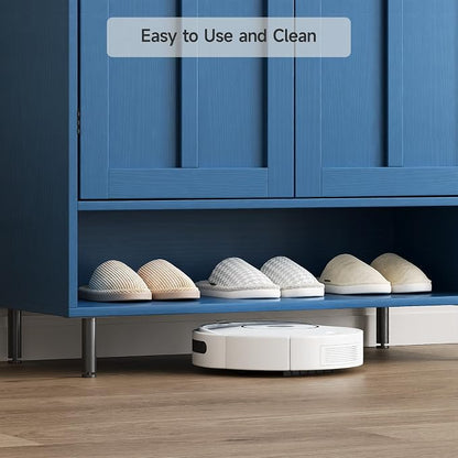 ComfyCorner Blue 7+1 Tier Farmhouse Shoe Storage Cabinet - 45" Tall Entryway Organizer with Cross Molding Doors, 3 Adjustable Shelves & Metal Legs, Shoe Rack for Front Door Entrance