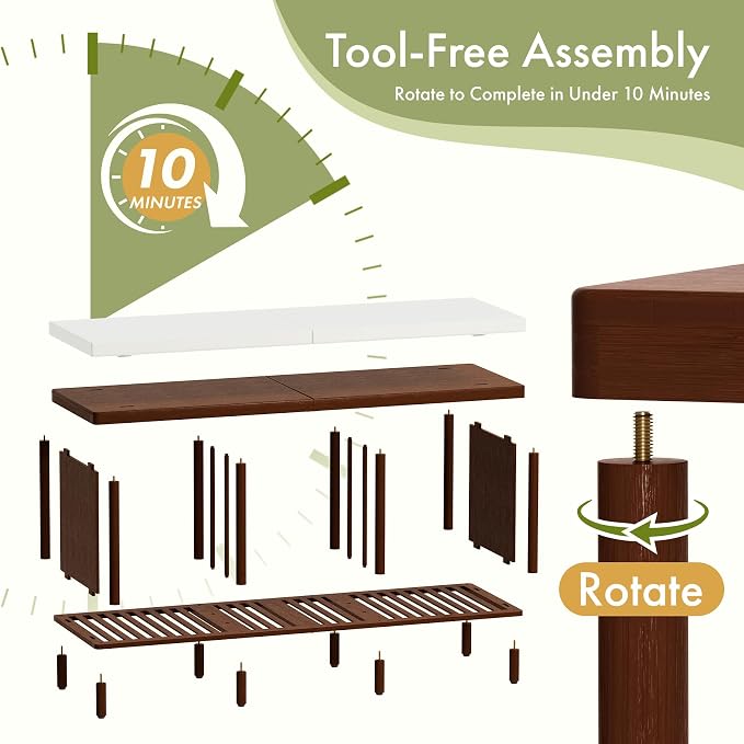 Storage Bench, 43.3" Bamboo Storage Chest with 3 Drawer, Entryway Bench with Cushioned Seat, Shoe Bench with Storage Toy Box, Toy Chest Storage Bench for Entryway, Living Room, Bedroom, Walnut