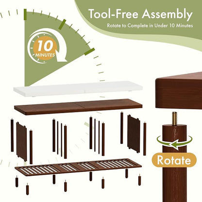 Storage Bench, 43.3" Bamboo Storage Chest with 3 Drawer, Entryway Bench with Cushioned Seat, Shoe Bench with Storage Toy Box, Toy Chest Storage Bench for Entryway, Living Room, Bedroom, Walnut