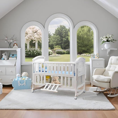 Portable Mini Baby Crib 4 in 1 with Memory Foam Mattress(38"by24") Included, Cunas para Bebes 2026 Convertible Crib 6 in1 with Foldable Storage Baby Playpen Bassinet Bedside Sleeper Bed(White)