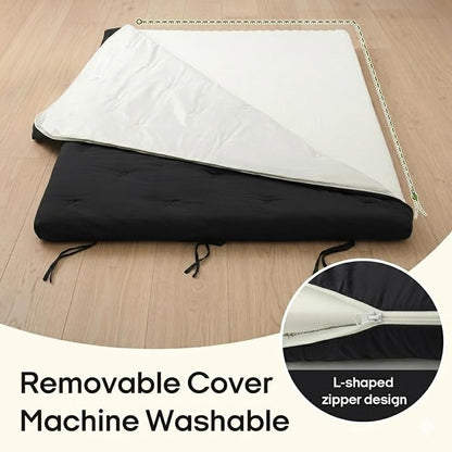 Syrinx Water Resistant Japanese Futon Mattress, Full Size 75"x54", 4 Inch Thick Japanese Floor Mattress Tatami Mat, Foldable Floor Bed Sleeping Pad for Dormitory Guest Room Camping