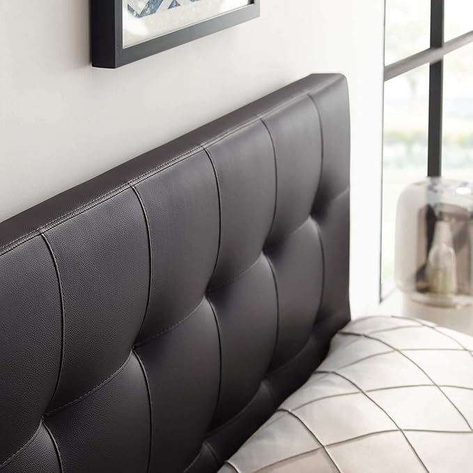 Modway Lily Tufted Faux Leather Upholstered Full Headboard in Brown