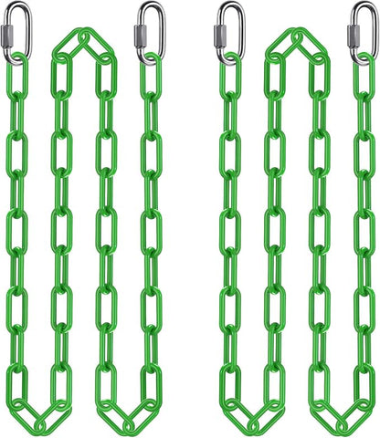 2Pcs 100" Swing Chain with Carabiners 1000 LBs Capacity Heavy Duty Coated Hanging Chains Porch Swing Chains with Hooks Green Chain for Hammock Chairs, Tree Swing, Hanging Chair, Punching Bags
