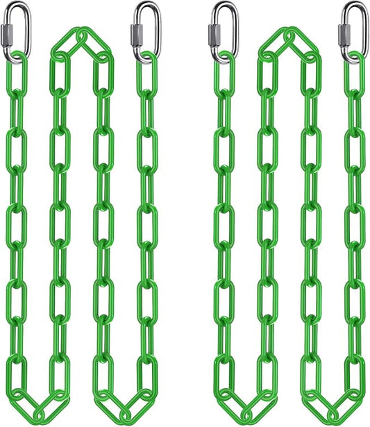 2Pcs 100" Swing Chain with Carabiners 1000 LBs Capacity Heavy Duty Coated Hanging Chains Porch Swing Chains with Hooks Green Chain for Hammock Chairs, Tree Swing, Hanging Chair, Punching Bags