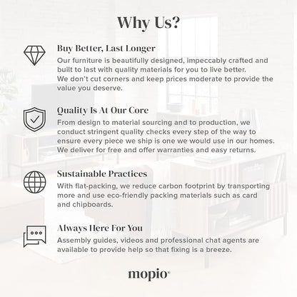 mopio Ted Bed Frame with Headboard, Mid Century Modern Acacia Solid Wood Platform Bed Frame, Wooden Slats, No Box Spring, Double Metal Bar Support (Solid Wood Slatted, Full)
