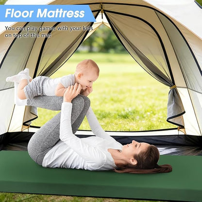 CYMULA 3 Inch Memory Foam Camping Pad, Camping Essentials Roll Up Floor Mat for Car Camping, Cot, Tent, Truck, Travel and Guest Use, Non-Slip Waterproof Bottom, Removable Cover