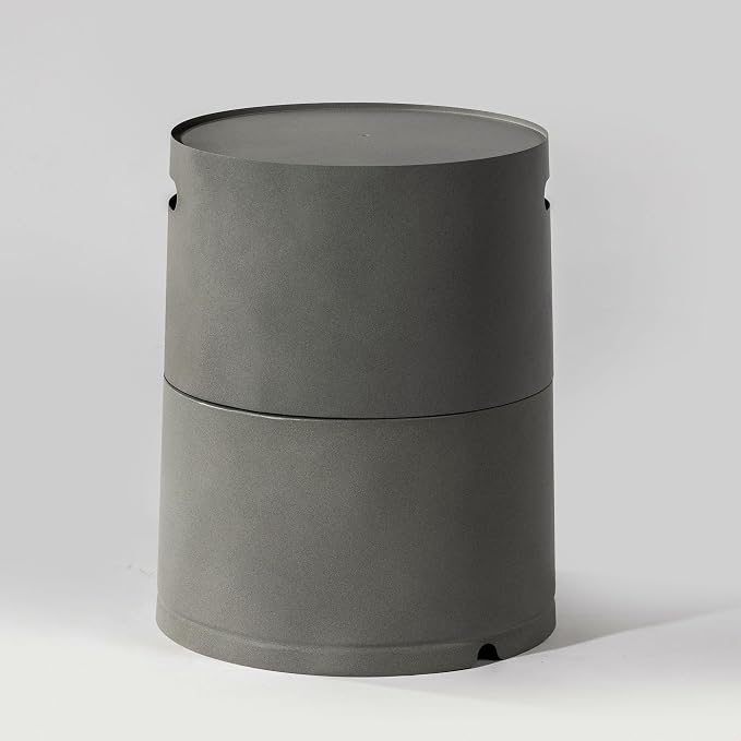 GDFStudio Propane Tank Cover Outdoor Iron Tank Holder Round Tank Storage Hideaway Side Table with Handles for Fire Pits Gas Tank Holder Storage Gas Bottle Cover, Gray