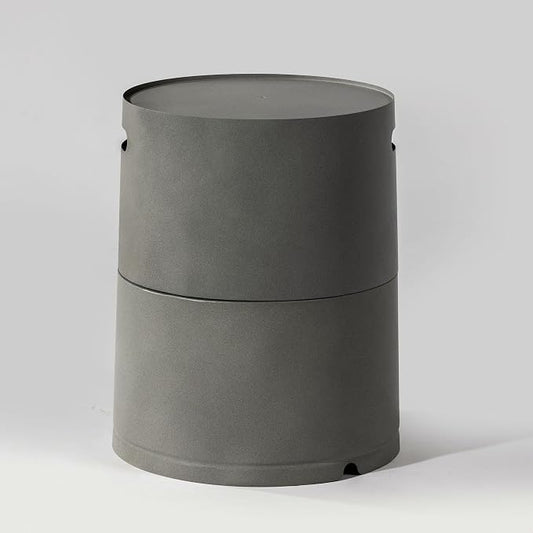 GDFStudio Propane Tank Cover Outdoor Iron Tank Holder Round Tank Storage Hideaway Side Table with Handles for Fire Pits Gas Tank Holder Storage Gas Bottle Cover, Gray