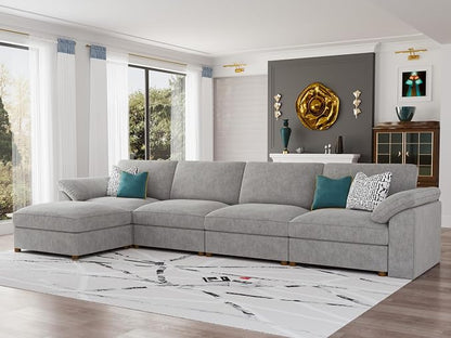 EASE MOOSE Oversized Modular Sectional Sofa, Modern Oversized L Shape Sectional Couch,Comfty Deep Seat Modular Sofa with Ottoman