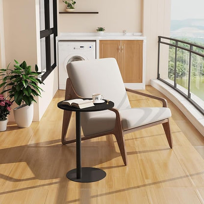 C Shaped End Table, Round Side Table, Small Drink Tv Tray Table for Small Spaces,Modern Accent Nightstand with Metal Leg for Living Room, Bedroom, Corners, and Office(Black)