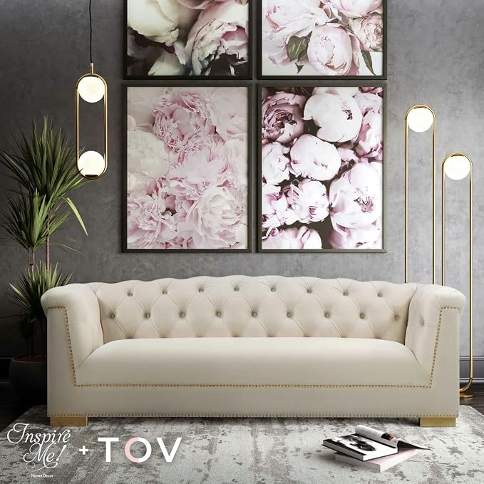 TOV Furniture Farah Cream Velvet Sofa