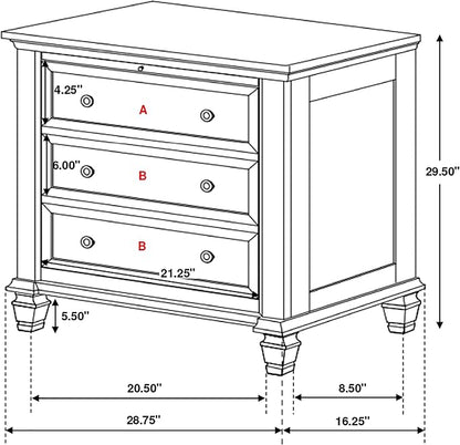 Coaster Home Furnishings Sandy Beach Coastal 4-Piece Bedroom Set California King Size Panel Bed Frame 63-inch Headboard Cream White 201301KWN-S4