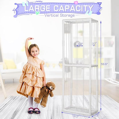 Stuffed Animal Storage Zoo Holder Space Save, PVC Stuffed Animal Organizer | Vertical Plush Toy Organizer with Elastic Band and Net, Large Capacity Stuffy Storage for Playroom Bedroom Nursery