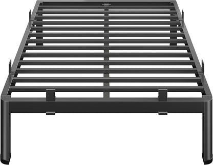 12 Inch King Size Bed Frame, Reinforced Heavy Duty Metal King Bed Frame with Rounded Corner & No-Slip Mattress Grip, 4000LBS Squeak-Free Platform Bed Frame with Headboard Holes Easy Assembly