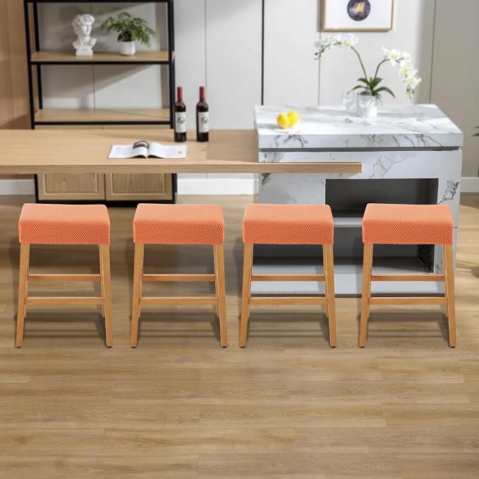 YISUN Stool Covers Rectangle - 4 Pack Stretch Waterproof Saddle Seat Cover Counter Bar Stools Bar Chairs Covers Kitchen Island Chairs Cushion Protector