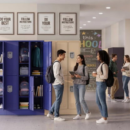 BUTISOW 6 Door Metal Storage Locker for Employees, Heavy Duty Steel School | Locker with Lift Up Handle & Recessed Hasp, Gym Office Lockers with Adjustable Shelves & Hooks, 72"H x 35.4"W x 15.75"D, Blue