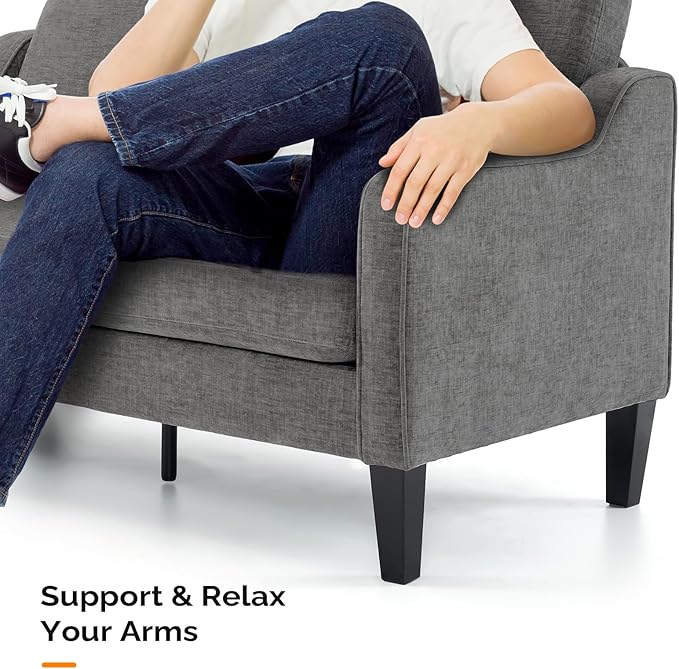 VINGLI Couches for Living Room Sofa 71" Small Couch Loveseat Sofa Mid-Century Modern Couch Grey Soft Chenille Couches Floor Sofa for Bedroom, Apartment, Lounge, Office