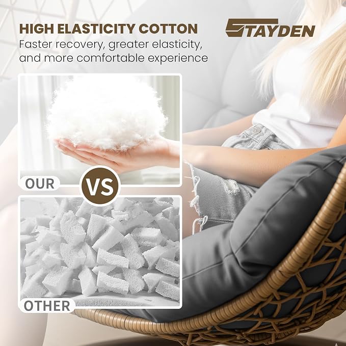 Egg Chair Cushion Replacement Outdoor Hanging Chair Cushion for Patio Furiture Hammock Swing Cushion 47x35x6 Inches (Light Gray)