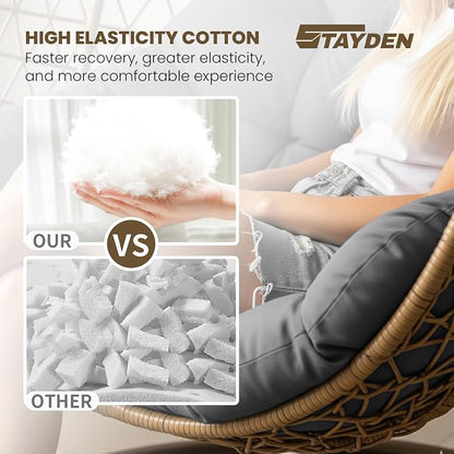 Egg Chair Cushion Replacement Outdoor Hanging Chair Cushion for Patio Furiture Hammock Swing Cushion 47x35x6 Inches (Light Gray)