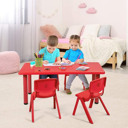 Costzon 47 x 23.5 Inch Rectangular Kids Table, Children School Activity Table for Reading Drawing Dining Playing, Multifunctional Plastic Table w/Steel Pipe, Toddler Furniture for Boys & Girls (Red)
